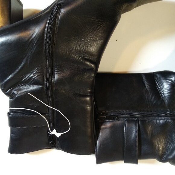 Gabor heeled ankle boots booties Black Leather zippered Hipster style - Picture 7 of 11